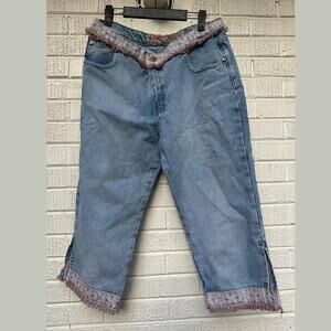Rare Y2K Jou Jou Jeans Embroidered Fringe Capris